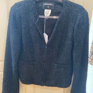 Chanel tweed crop zip jacket